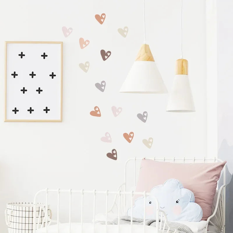 Boho Hearts Wall Stickers For Home Living Room Children Girl Boy Bedroom Decoration Baby Nursery DIY Art Decals Wallpaper