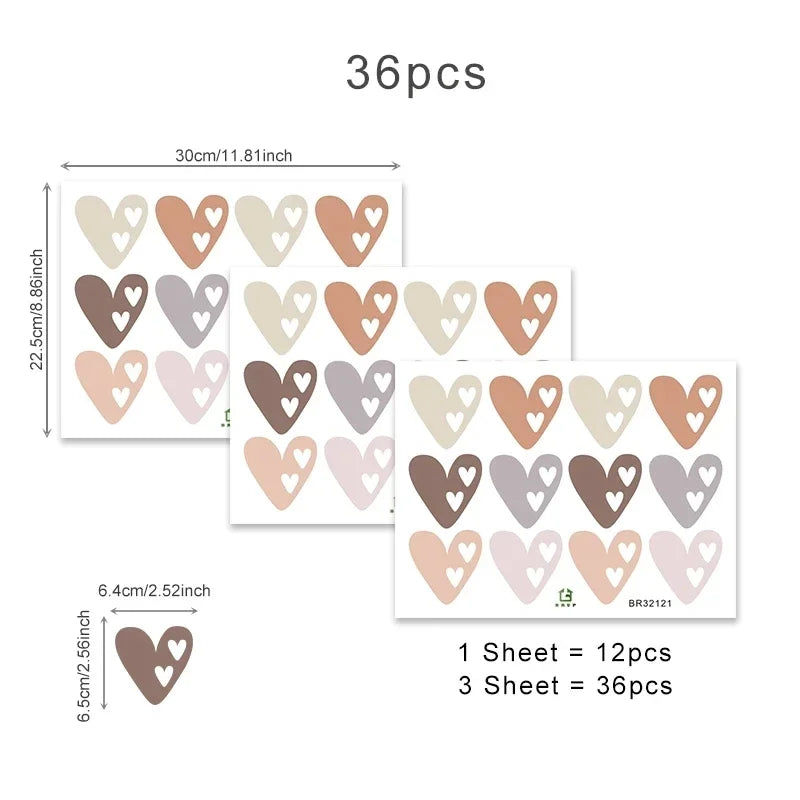 Boho Hearts Wall Stickers For Home Living Room Children Girl Boy Bedroom Decoration Baby Nursery DIY Art Decals Wallpaper