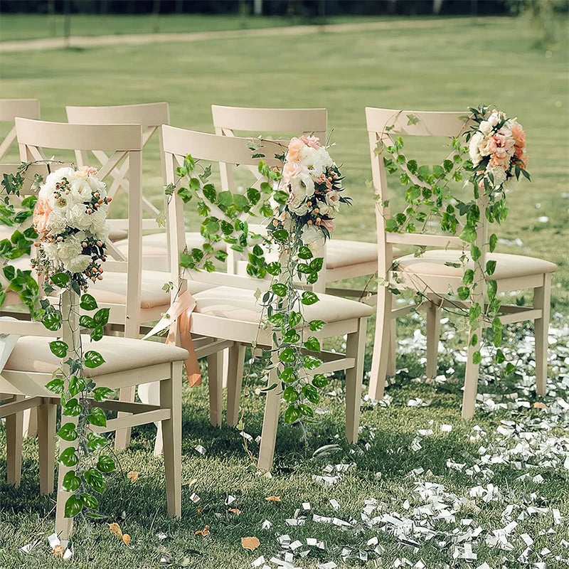 4/8/12M Artificial Plant Green Ivy Leaf Garland Fake Plant Creeper Hanging Vine Outdoor DIY Garden Wall Wedding Party Home Decor