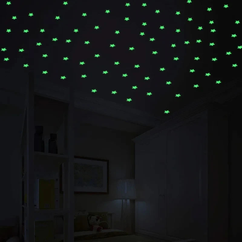 Luminous Stars Wall Stickers Bedroom Living Room Fluorescent Stickers Room Decoration Stickers Luminous Wall Stickers 100pcs