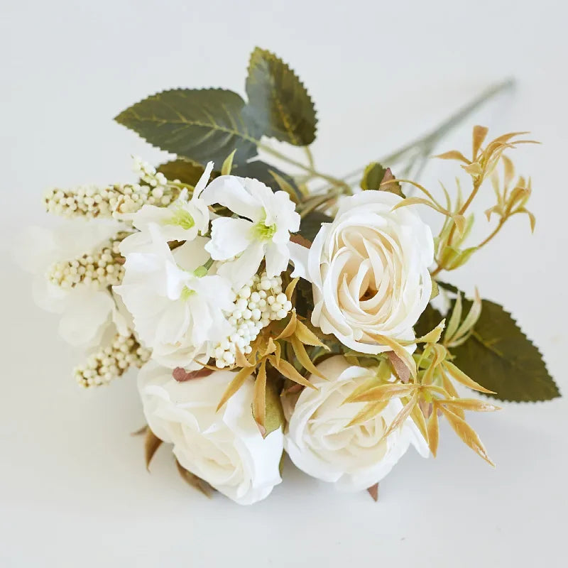 DecorBites™ Artificial Western Rose Bouquet - Wedding Decor 8 Colors Peonies Fake Flowers