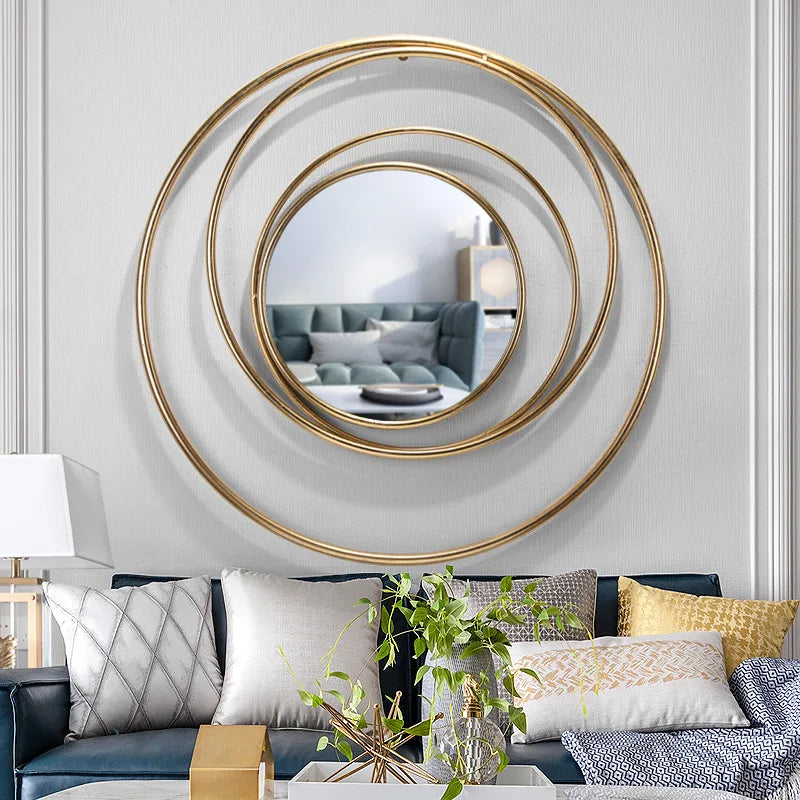 Nordic European Style Home Decor Sun Mirror Light Luxury Background Decoration Wall Hanging For Hollywood Washroom Wall Mirror