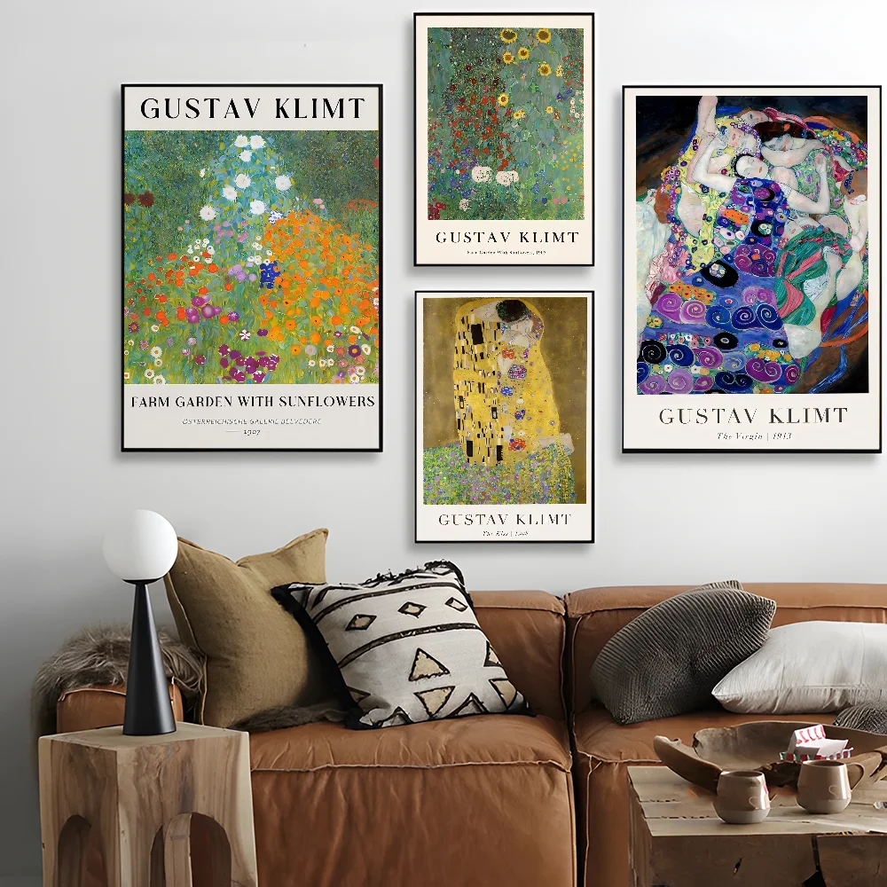 Gustav Klimt Flower Garden Sunflowers Anime Posters Sticky HD Quality Wall Art Retro Posters for Home