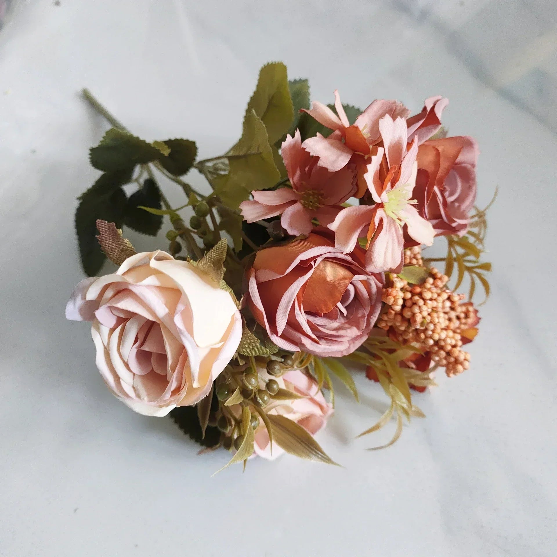 DecorBites™ Artificial Western Rose Bouquet - Wedding Decor 8 Colors Peonies Fake Flowers