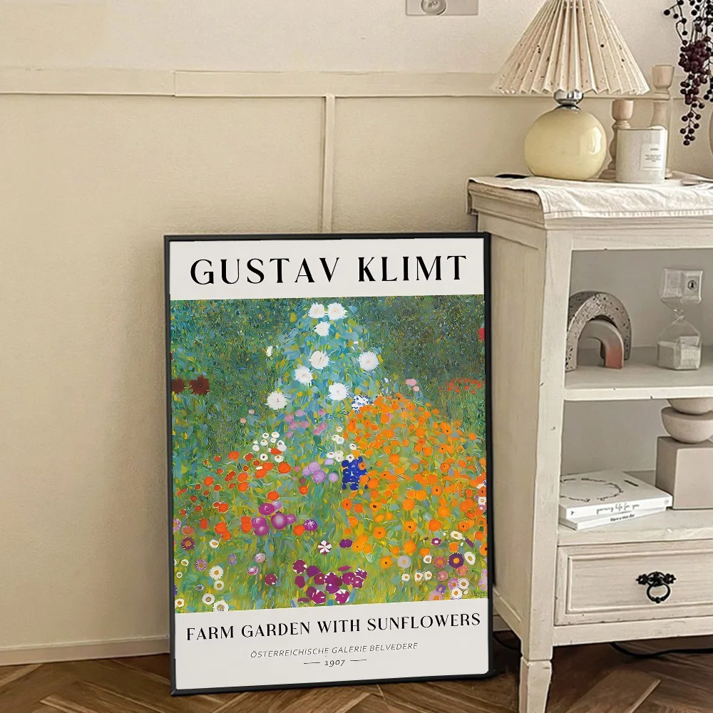 Gustav Klimt Flower Garden Sunflowers Anime Posters Sticky HD Quality Wall Art Retro Posters for Home