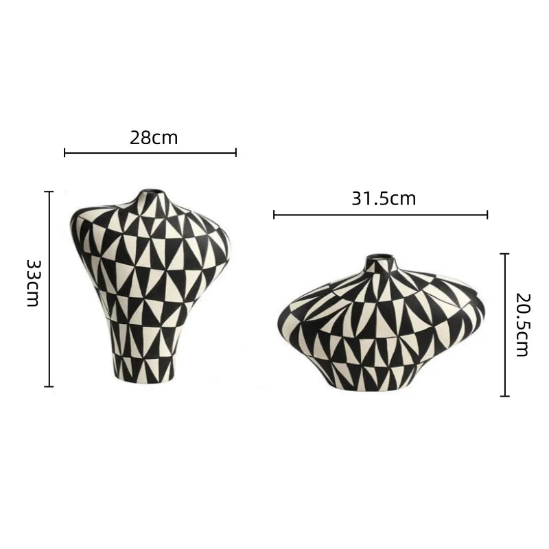 DecorBites™ Geometric Diamond Ceramic Vase for Home Decoration and Flower Arrangement
