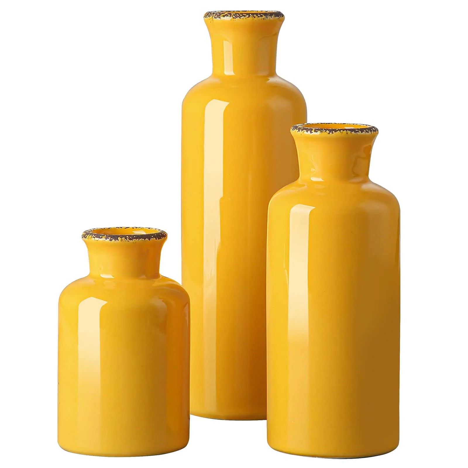 CwlwGO- Ceramic Vase SetSet of 3 Small Vases Modern Decorative vaseSuitable for Shelf DecorFireplaces DecorBookshelf Living Room Table DécorFireplace & Entrance Decor。……