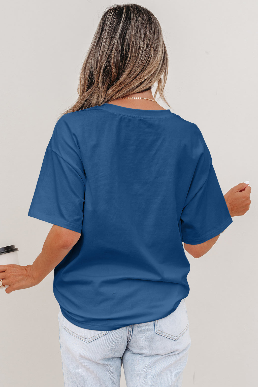 Sail Blue Color Block Chest Pocket Patched Casual Short Sleeve Top