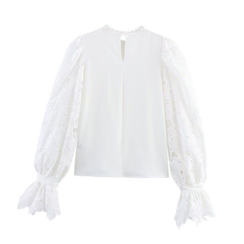 New Spring And Summer Laminated Casual Loose Temperament Puff Sleeve Shirt Top