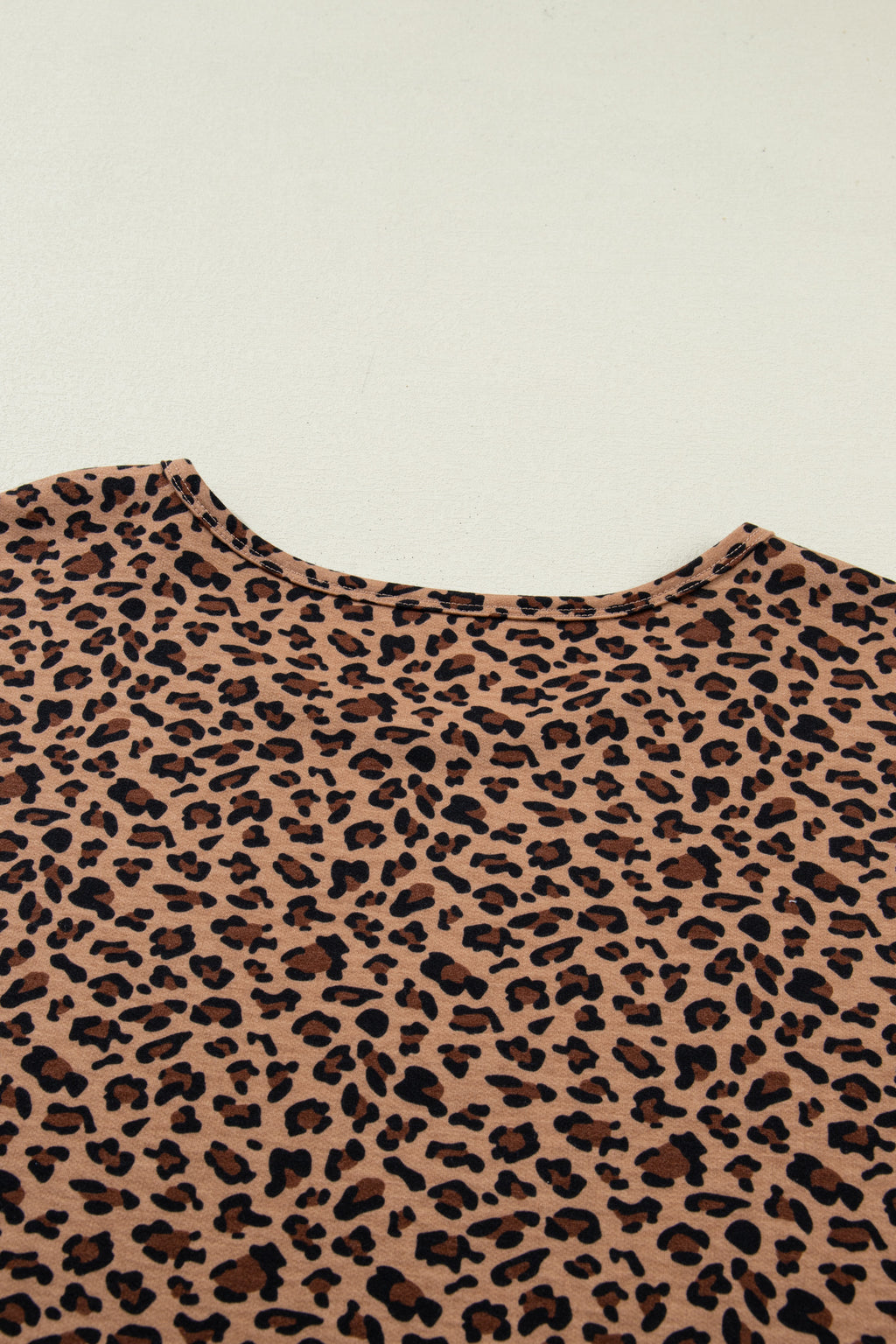 Brown Plus Size Leopard Loose Top Pleated Pants Set