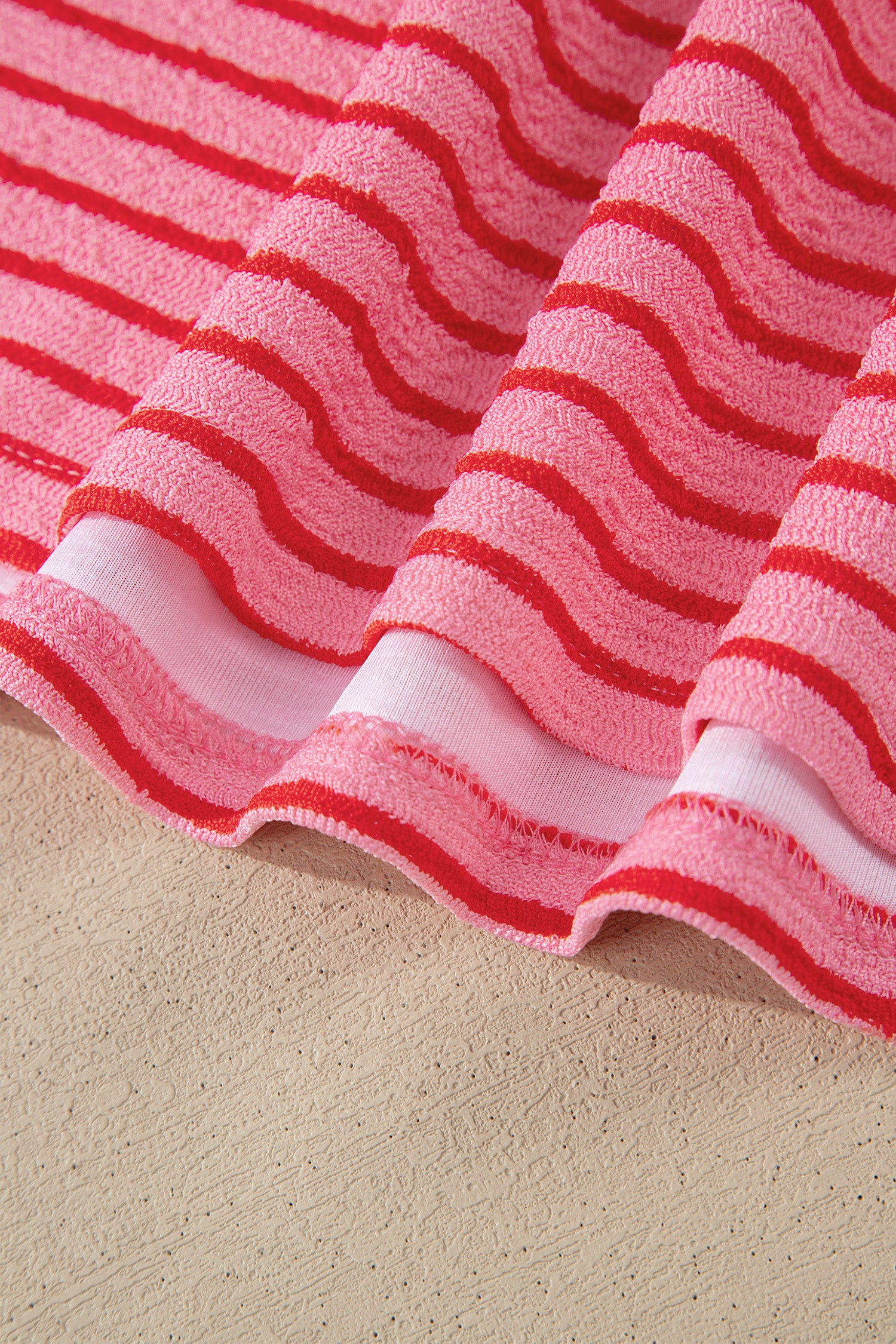 Rose Stripe Side Split Knit Tee Drawstring Shorts Set