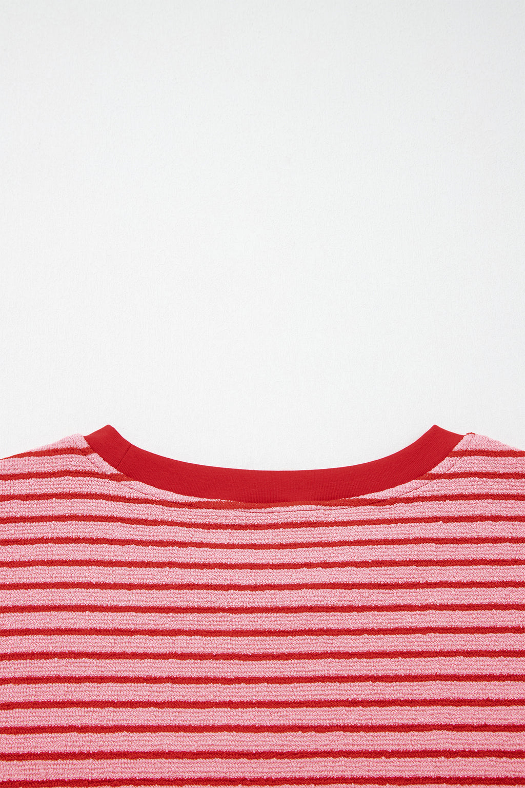 Rose Stripe Crew Neck Tee Drawstring Waist Cropped Pants Set