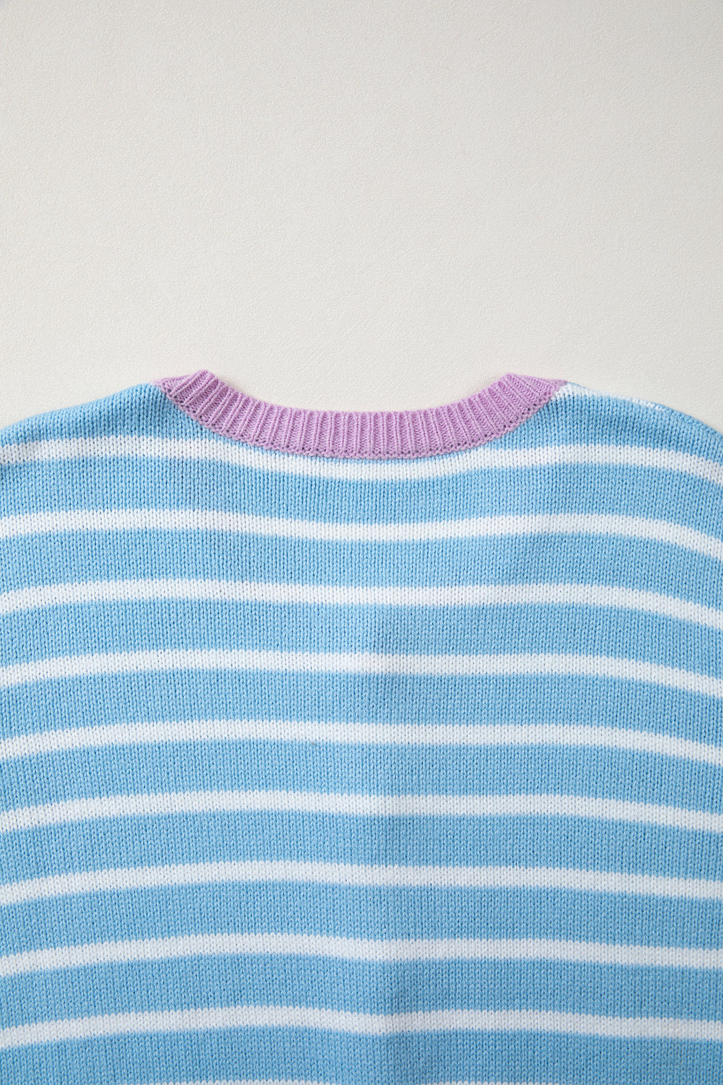 Sky Blue Stripe Striped Long Sleeve Round Neck Open Front Cardigan