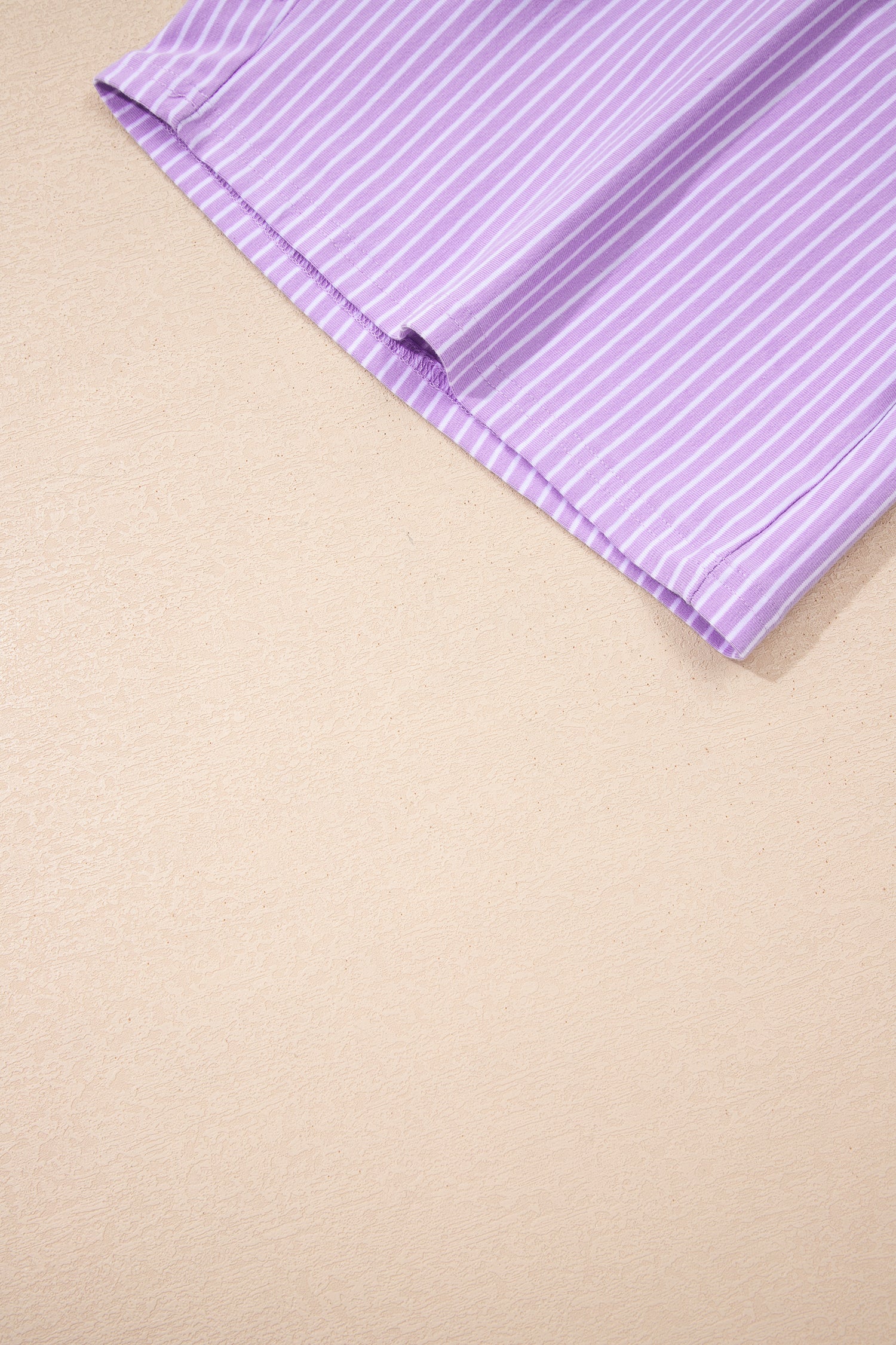 Purple Stripe Dolman Sleeve Polo Shirt and Drawstring Shorts Set