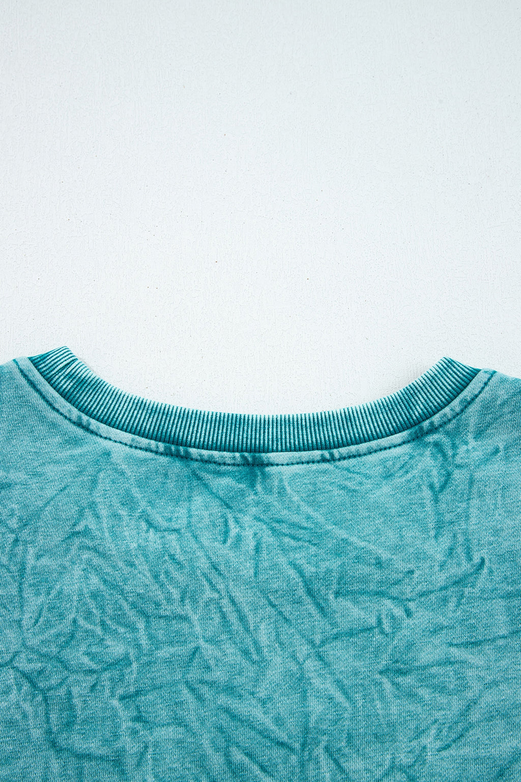 Sea Green saved by grace Letter Embroidery Mineral Wash Loose Sweatshirt