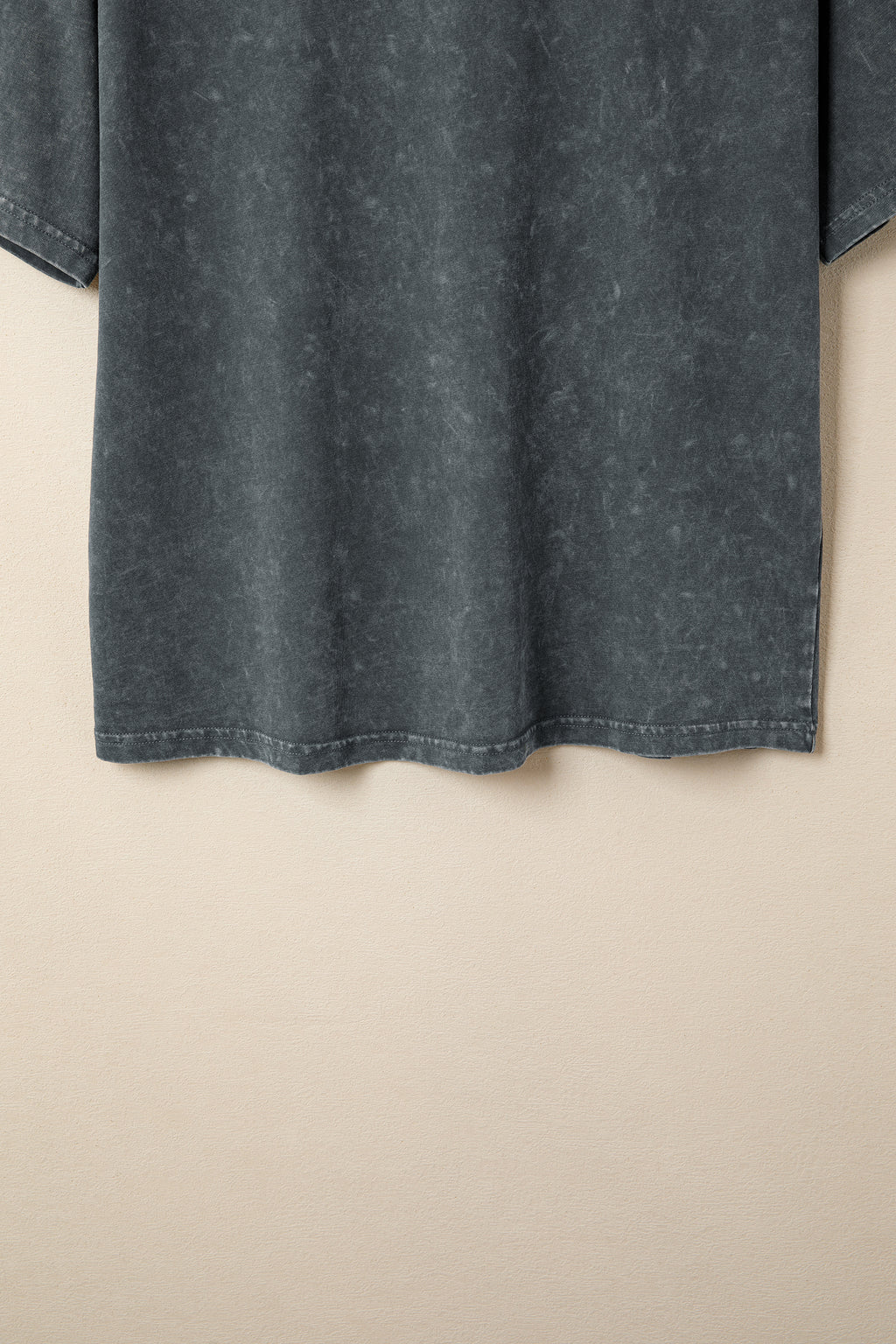 Dark Grey Solid Color Cotton Mineral Washed Oversize Tee