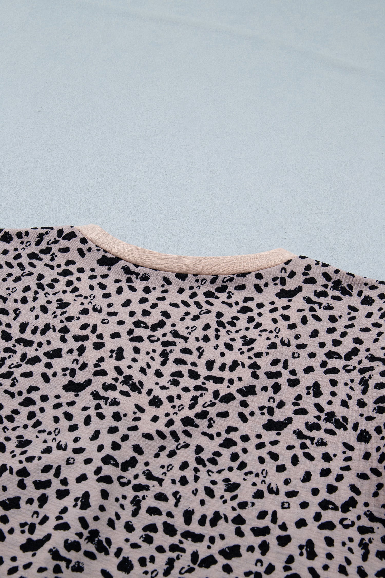 Black Cheetah Print V Neck Ruffle Trim Loose Tank Top
