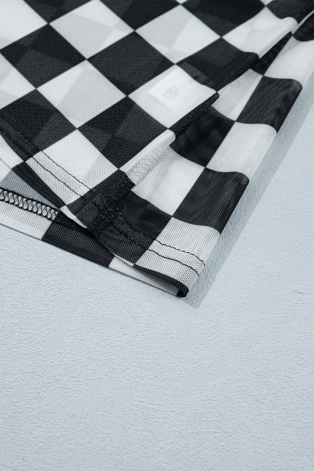 Black Sheer Checkered Print Spaghetti Straps Slim Tank Top