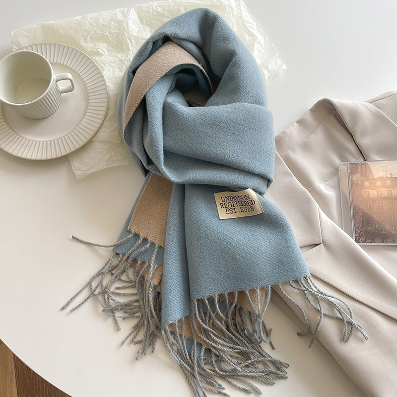 Double-Sided, Winter, Warm, Artificial Cashmere Scarf