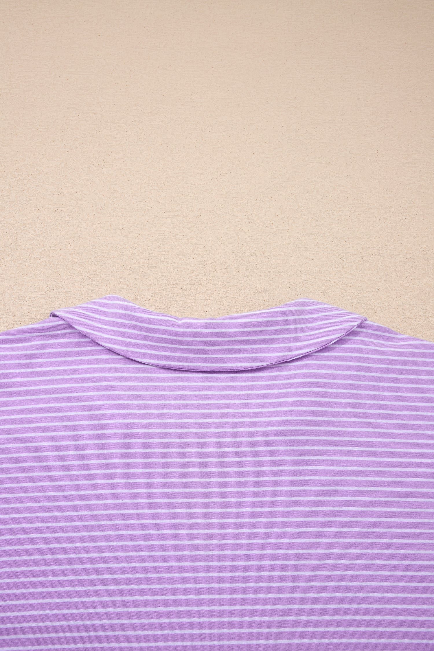 Purple Stripe Dolman Sleeve Polo Shirt and Drawstring Shorts Set