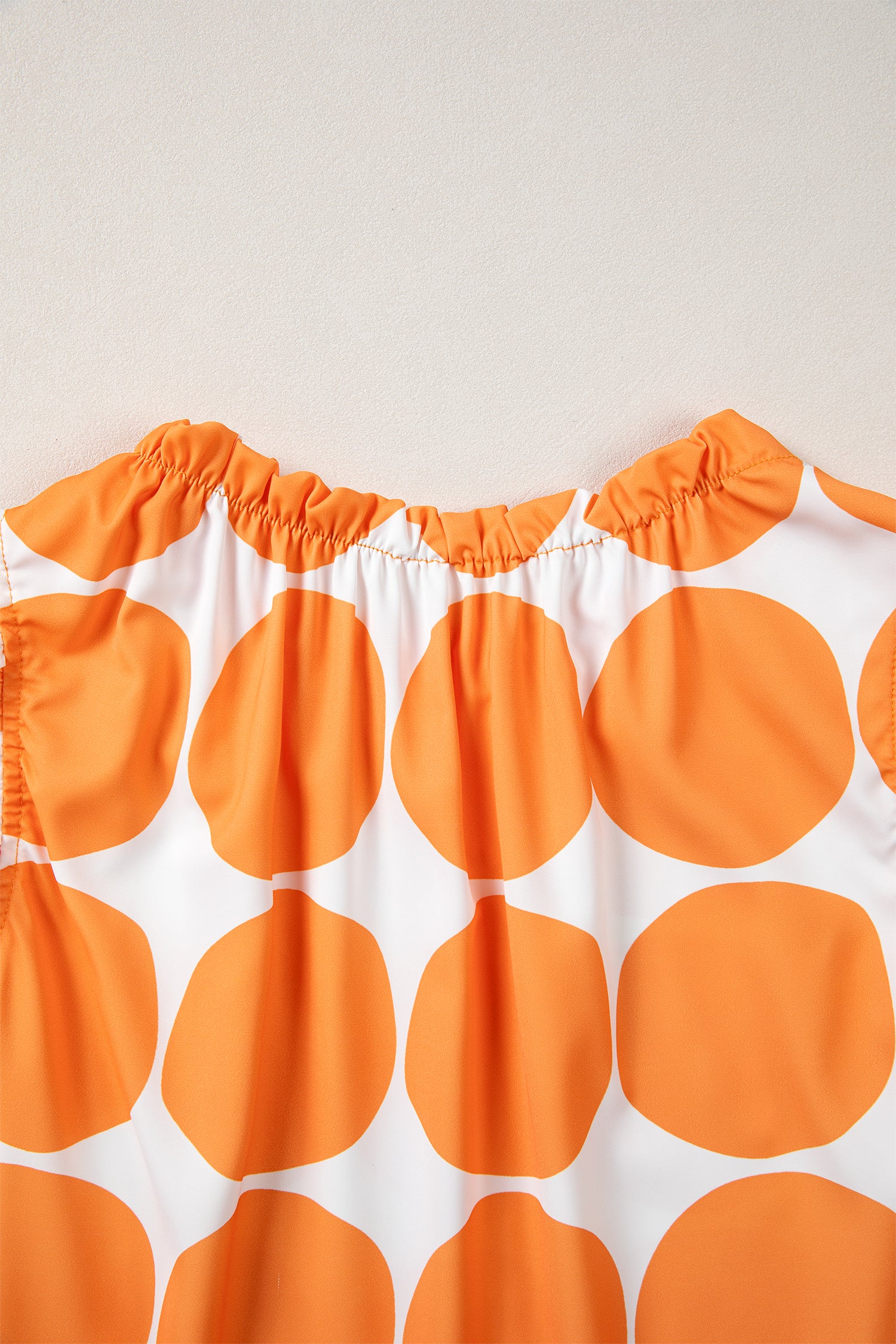 Yellow Polka Dot Print Frilled Round Neck Shift Tank Top