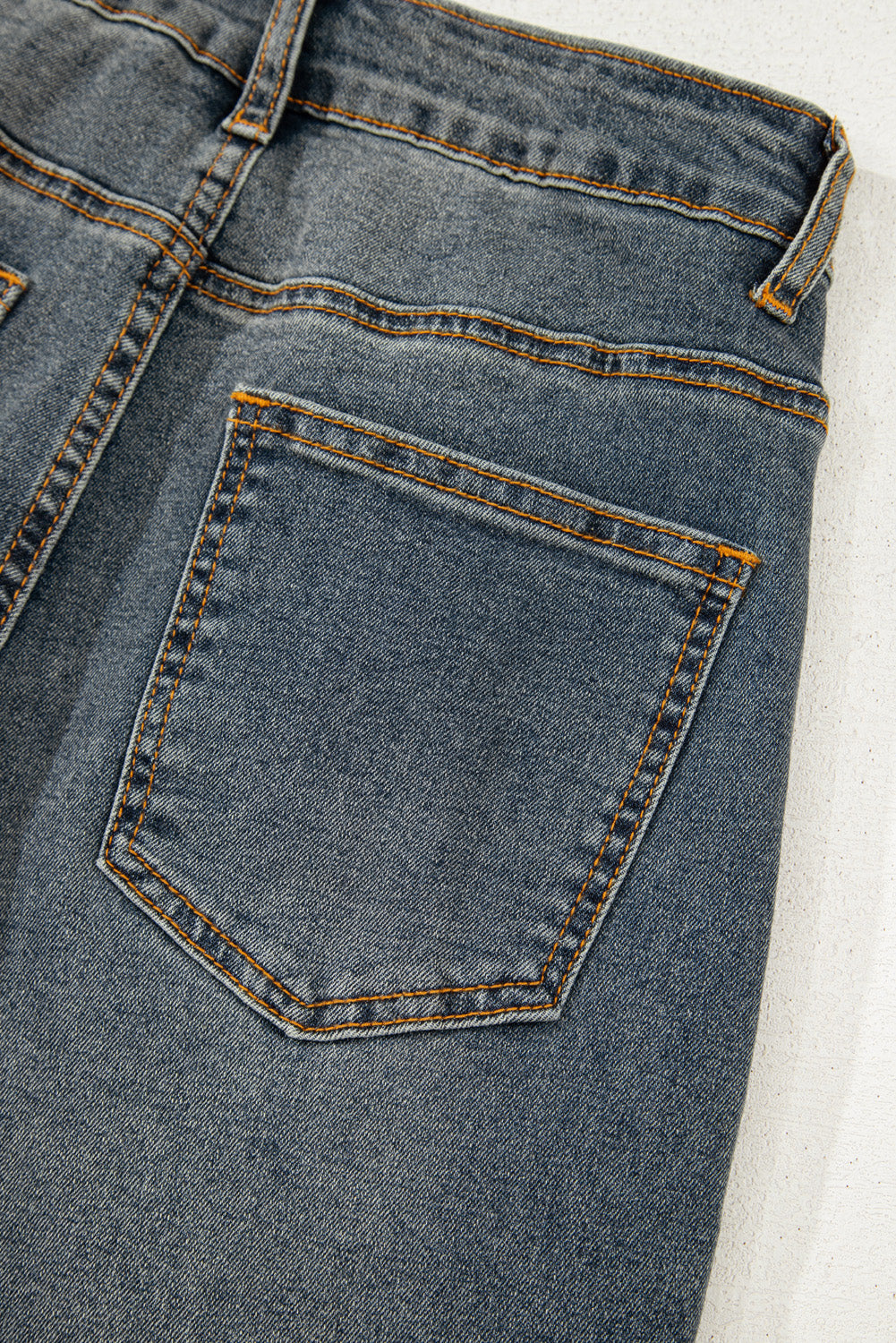 Sail Blue Exposed Stitching Loose Straight High Waist Barrel Jeans
