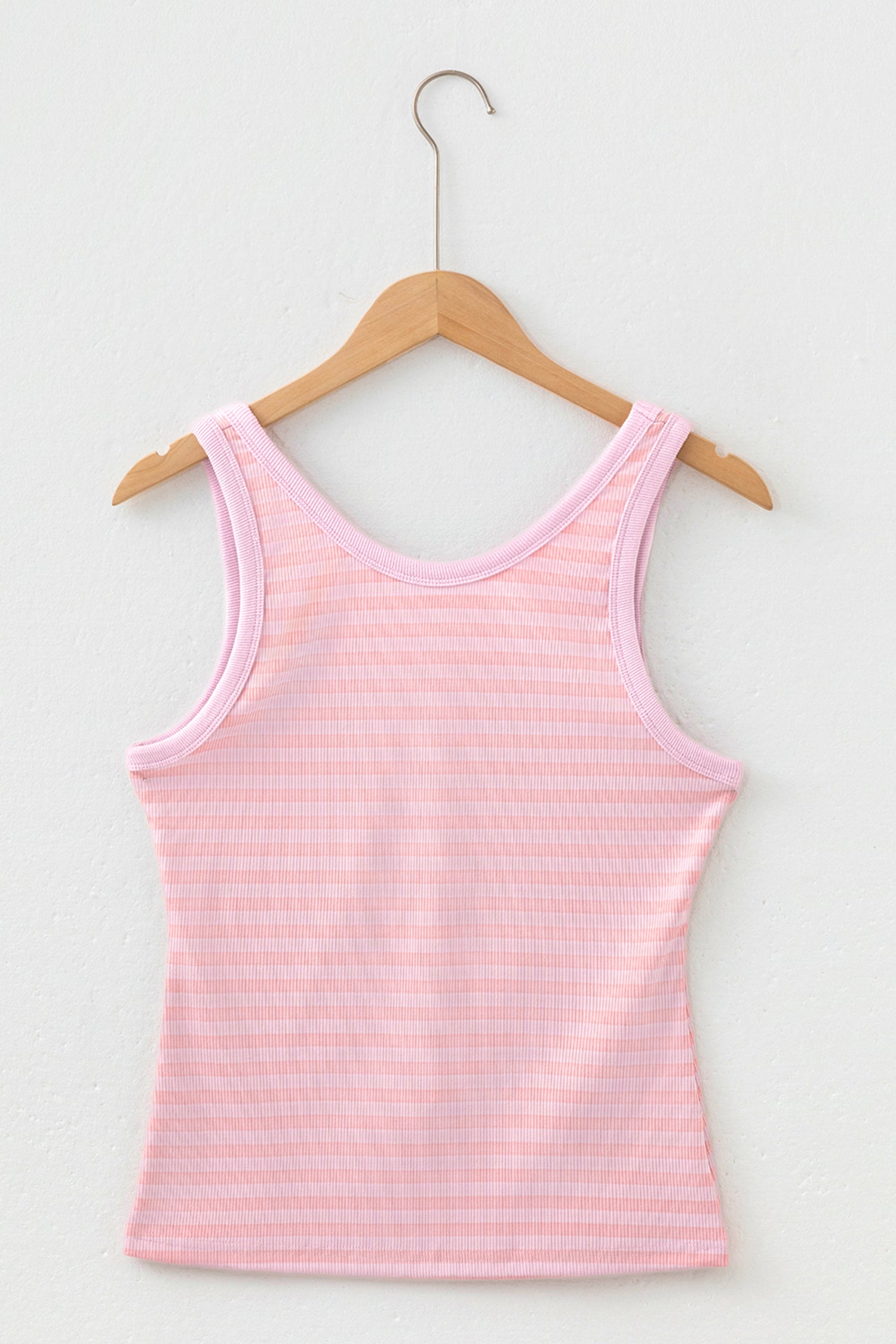 Yellow Stripe Ribbed Knit Slim Tank Top