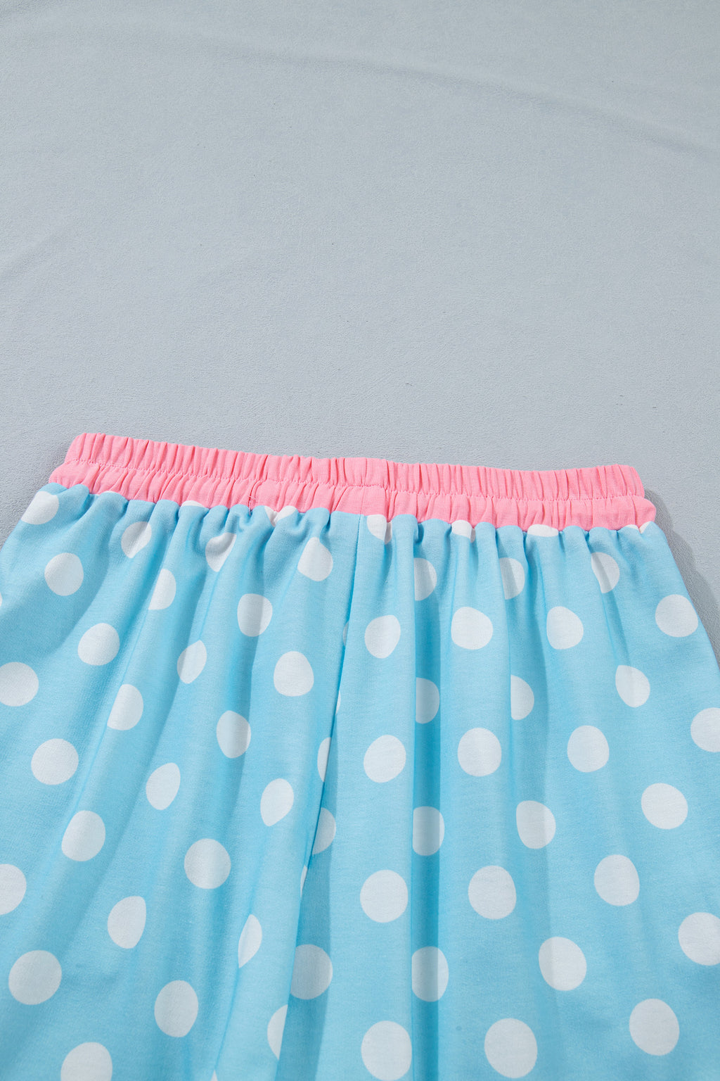 Sky Blue Polka Dot Contrast Edge Casual Short Set