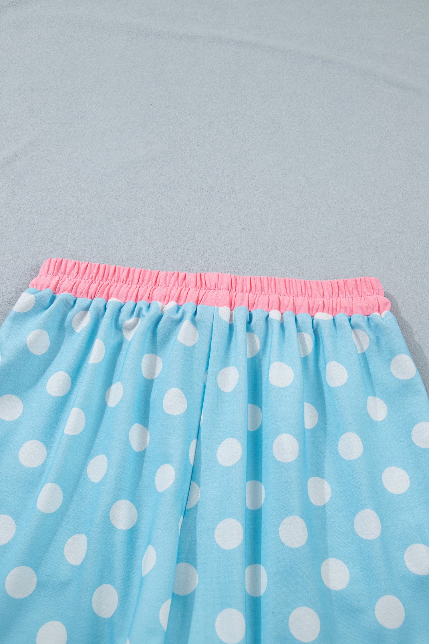Sky Blue Polka Dot Contrast Edge Casual Short Set