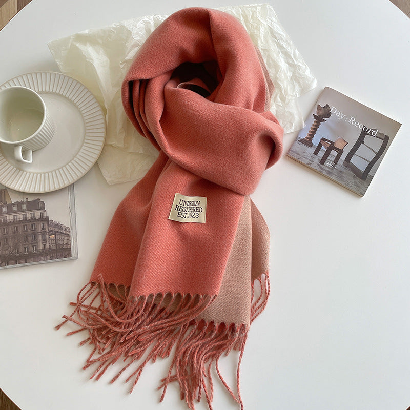 Double-Sided, Winter, Warm, Artificial Cashmere Scarf