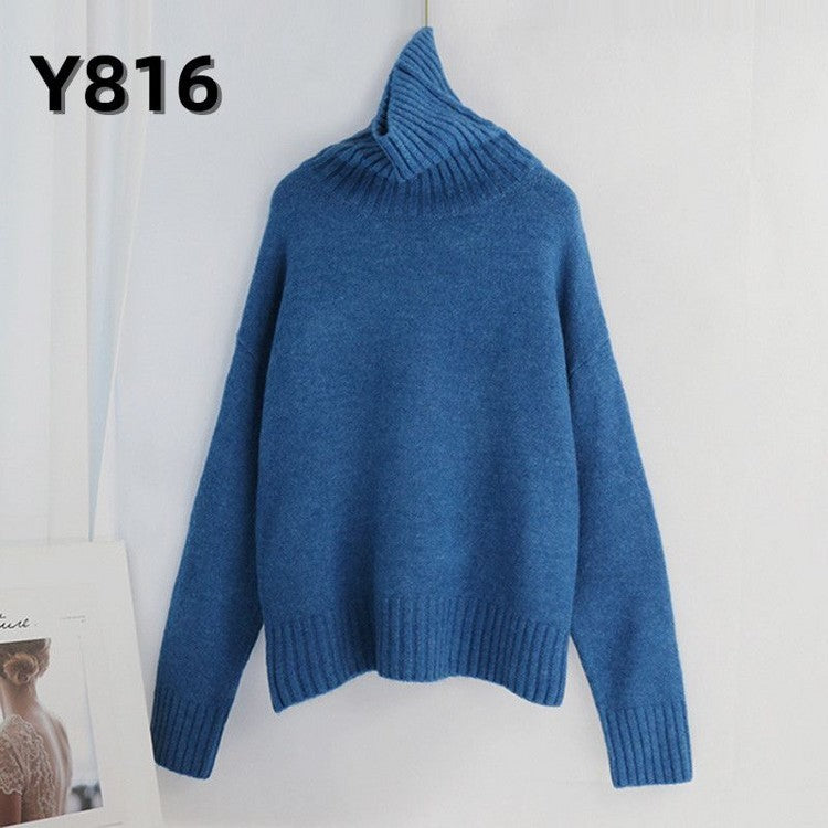 Women Knitted Turtleneck Sweater Pullover Jumper Batwing Top