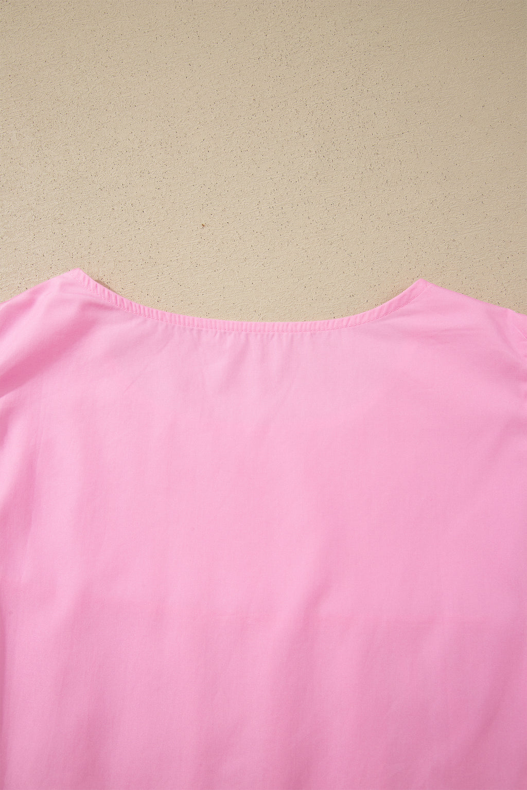 Bonbon Lace Detail Flutter Sleeve Pleated Round Neck Blouse