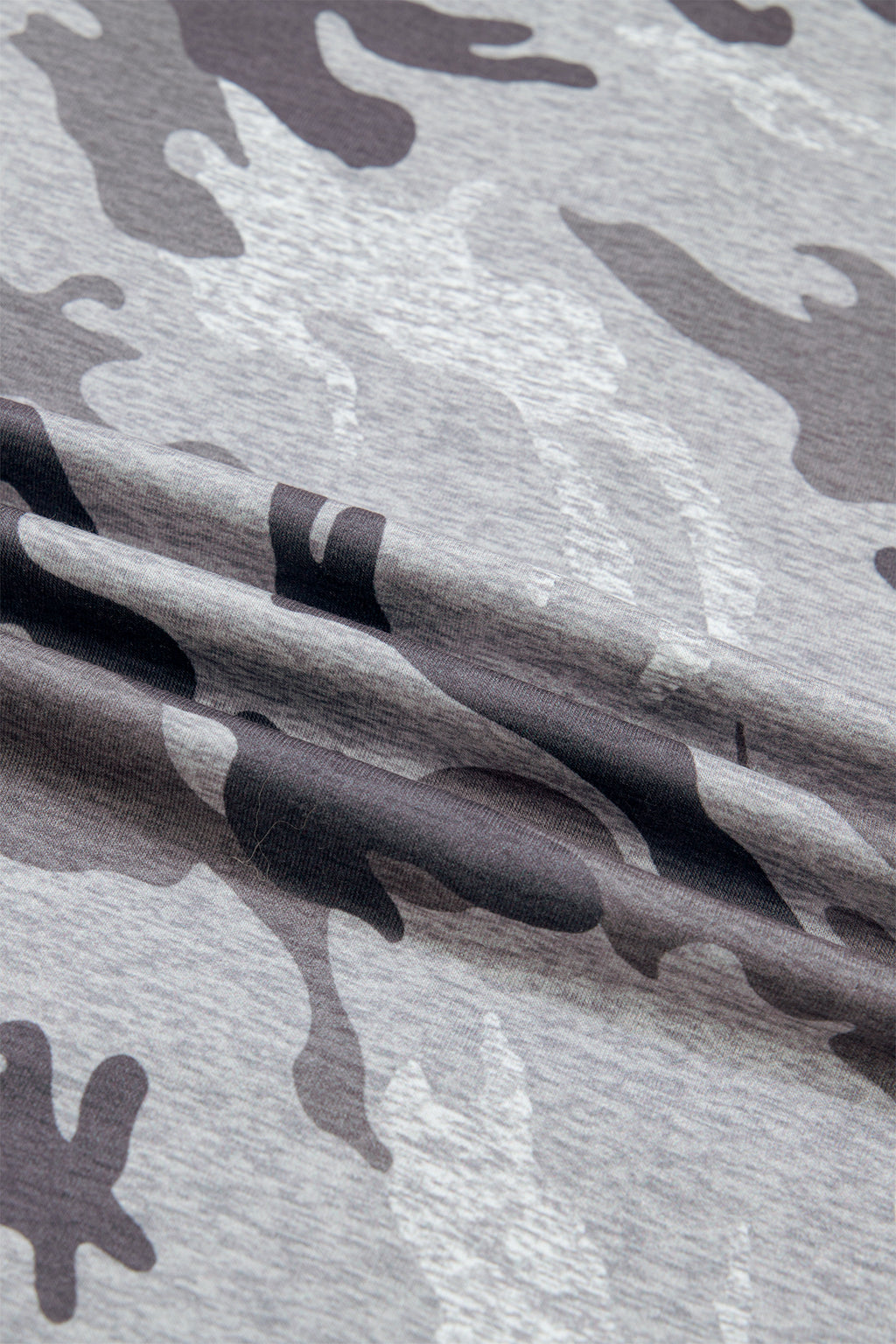 Gray Plus Size Camo Print Casual T Shirt