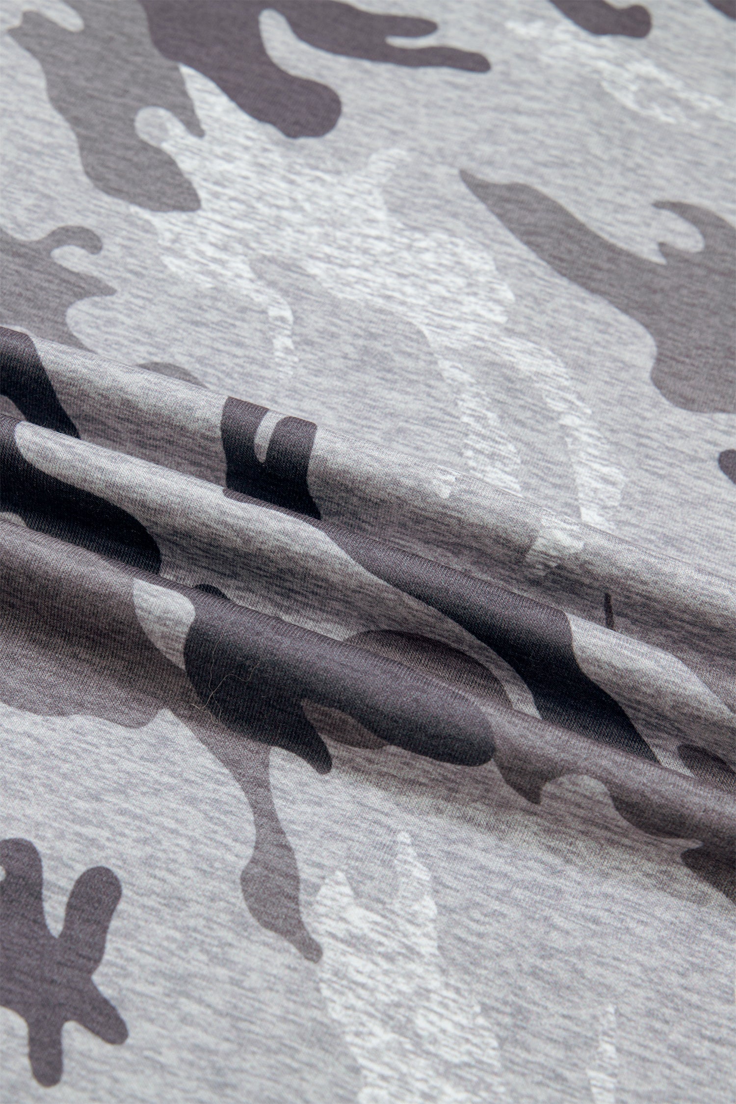 Gray Plus Size Camo Print Casual T Shirt