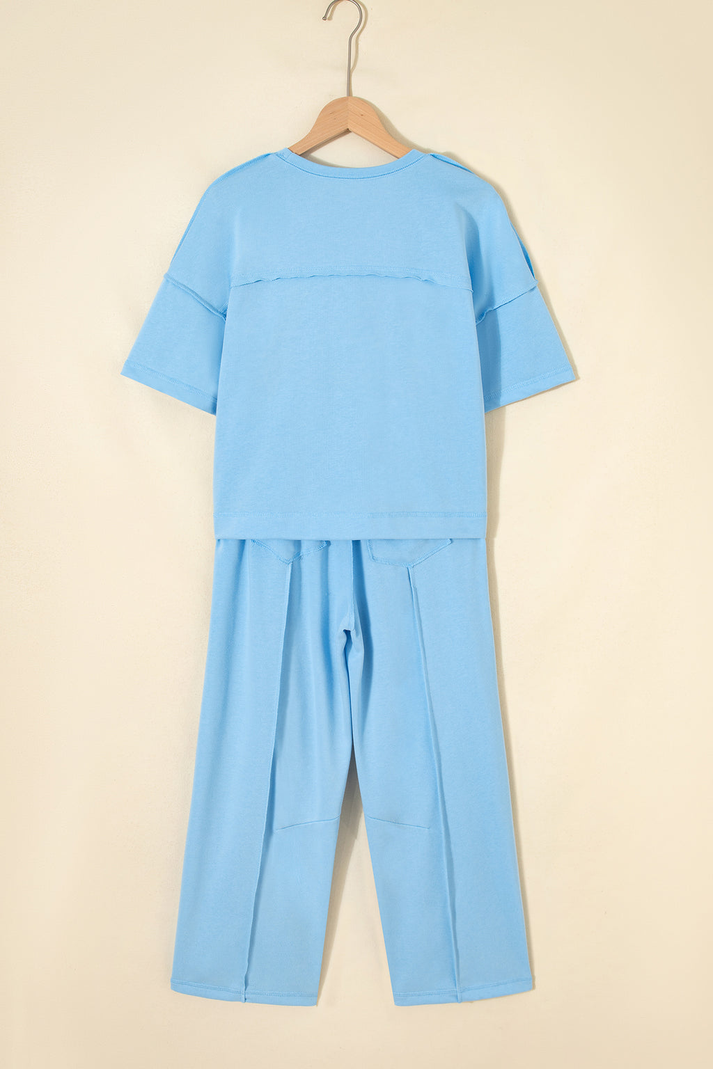 Sky Blue Drop Shoulder Boxy Tee and Barrel Pants Set