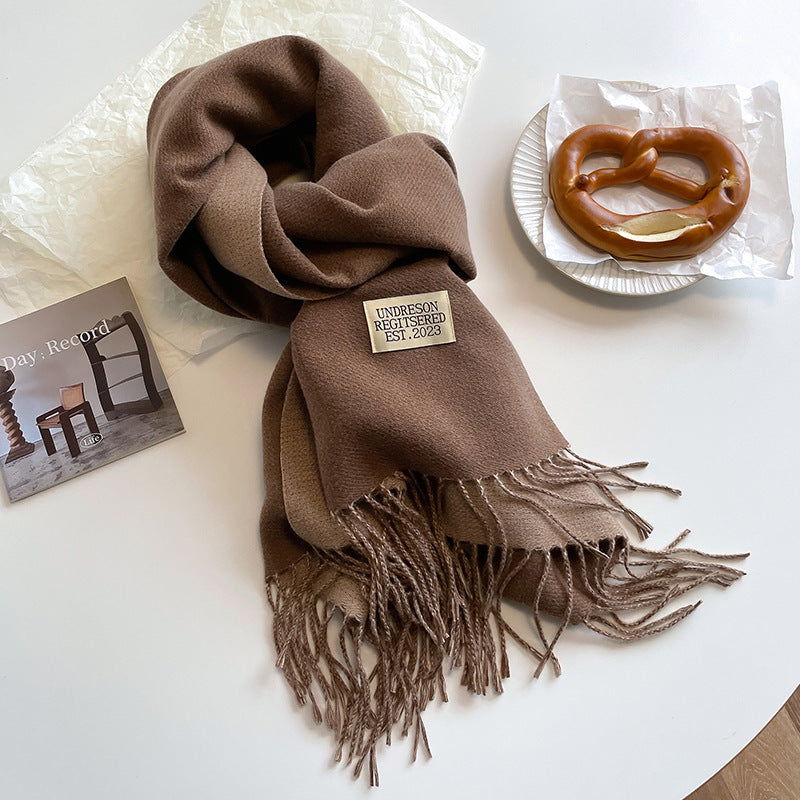 Double-Sided, Winter, Warm, Artificial Cashmere Scarf