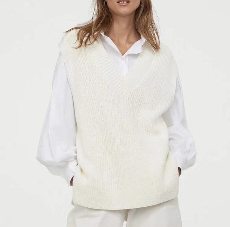 New Autumn And Winter Sweater Tops Solid Color Sweater Vest