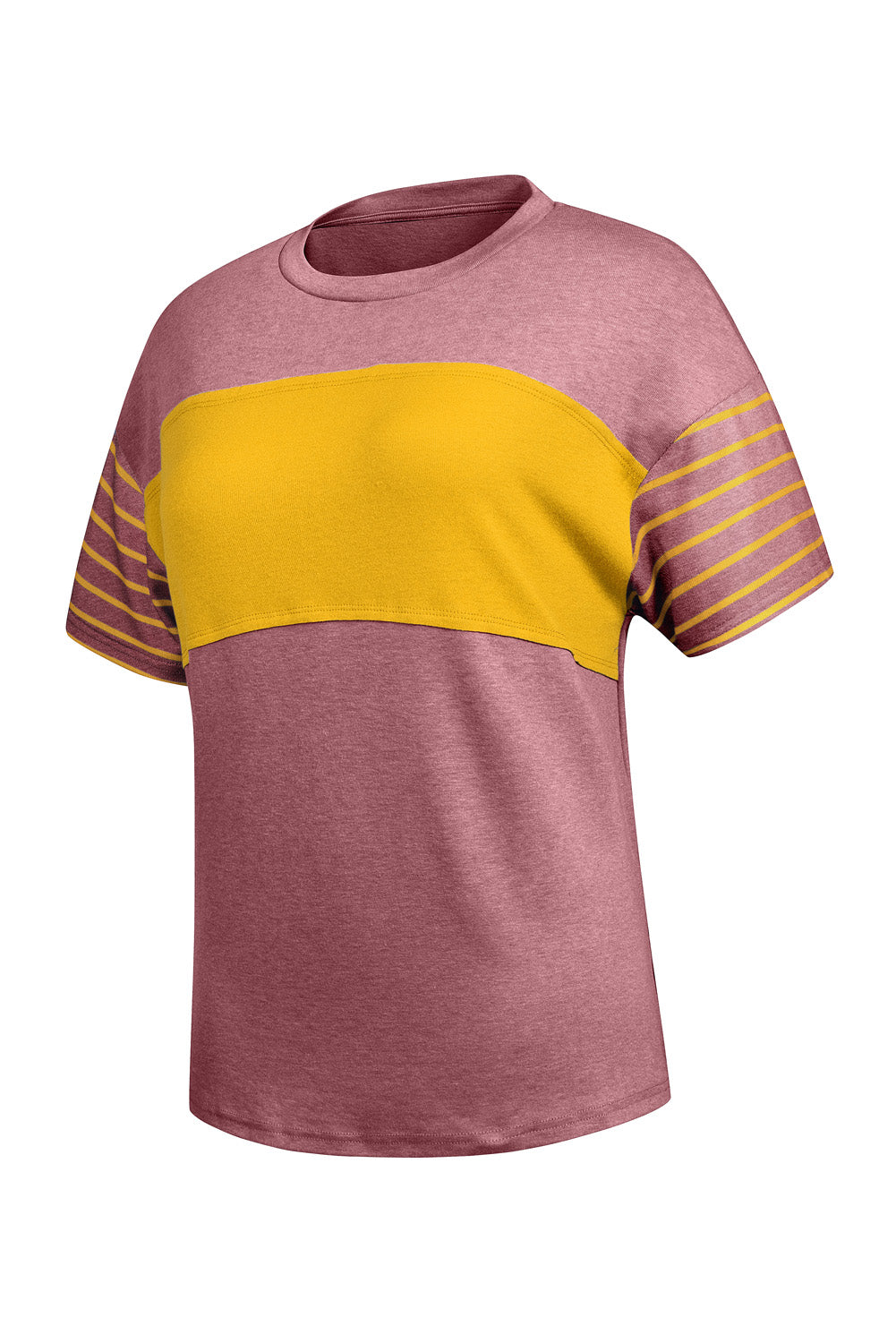 Red Dahlia Color Block Striped Detail Loose T Shirt
