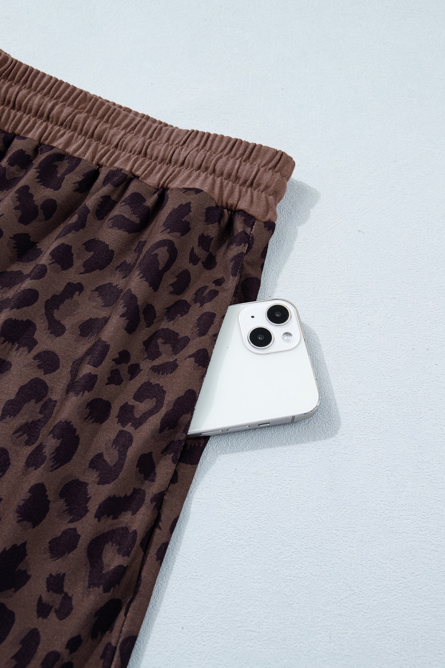 Brown Plus Size Leopard Short Set