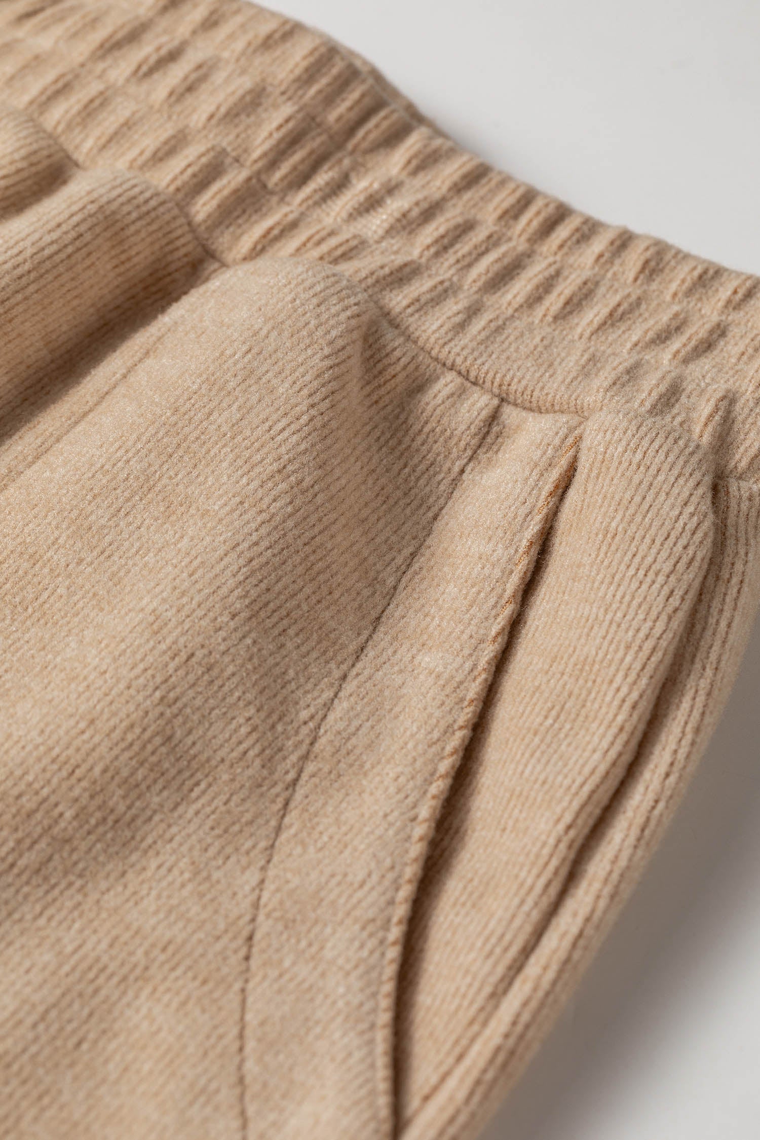Light French Beige Solid Color Short Sleeve Ribbed Top Casual Pants 2pcs Set