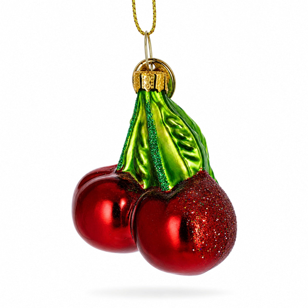 Double Cherries Glass Christmas Ornament