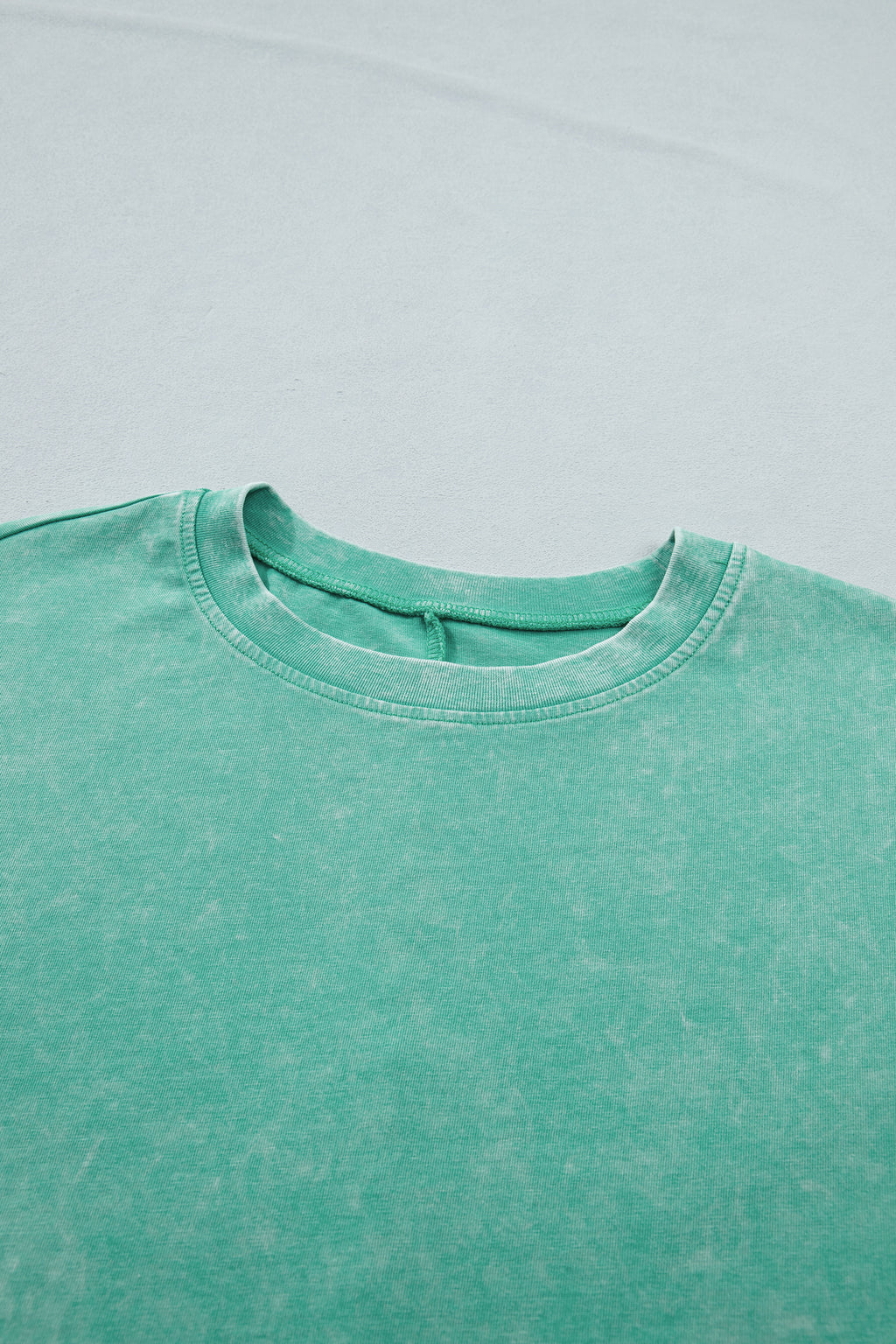 Mint Green Solid Color Cotton Mineral Washed Oversize Tee