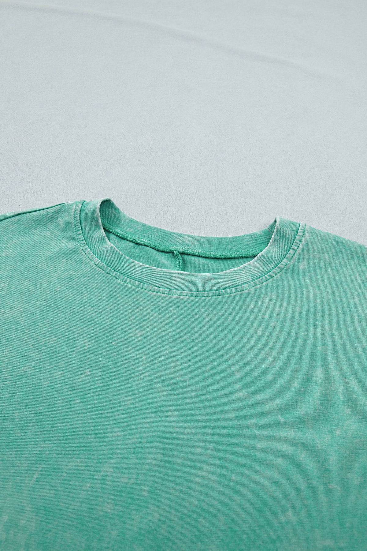 Mint Green Solid Color Cotton Mineral Washed Oversize Tee