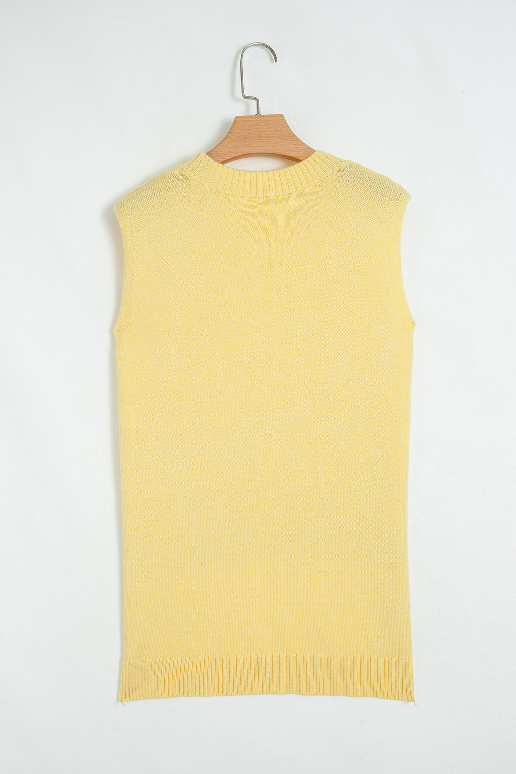 Yellow Cream Large Armhole Side Slit Loose Sweater Vest