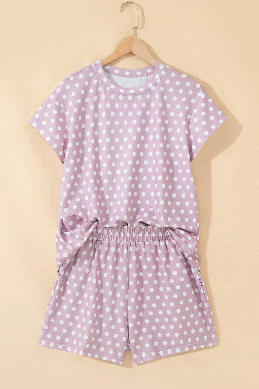 Purple Polka Dot Print Short Set