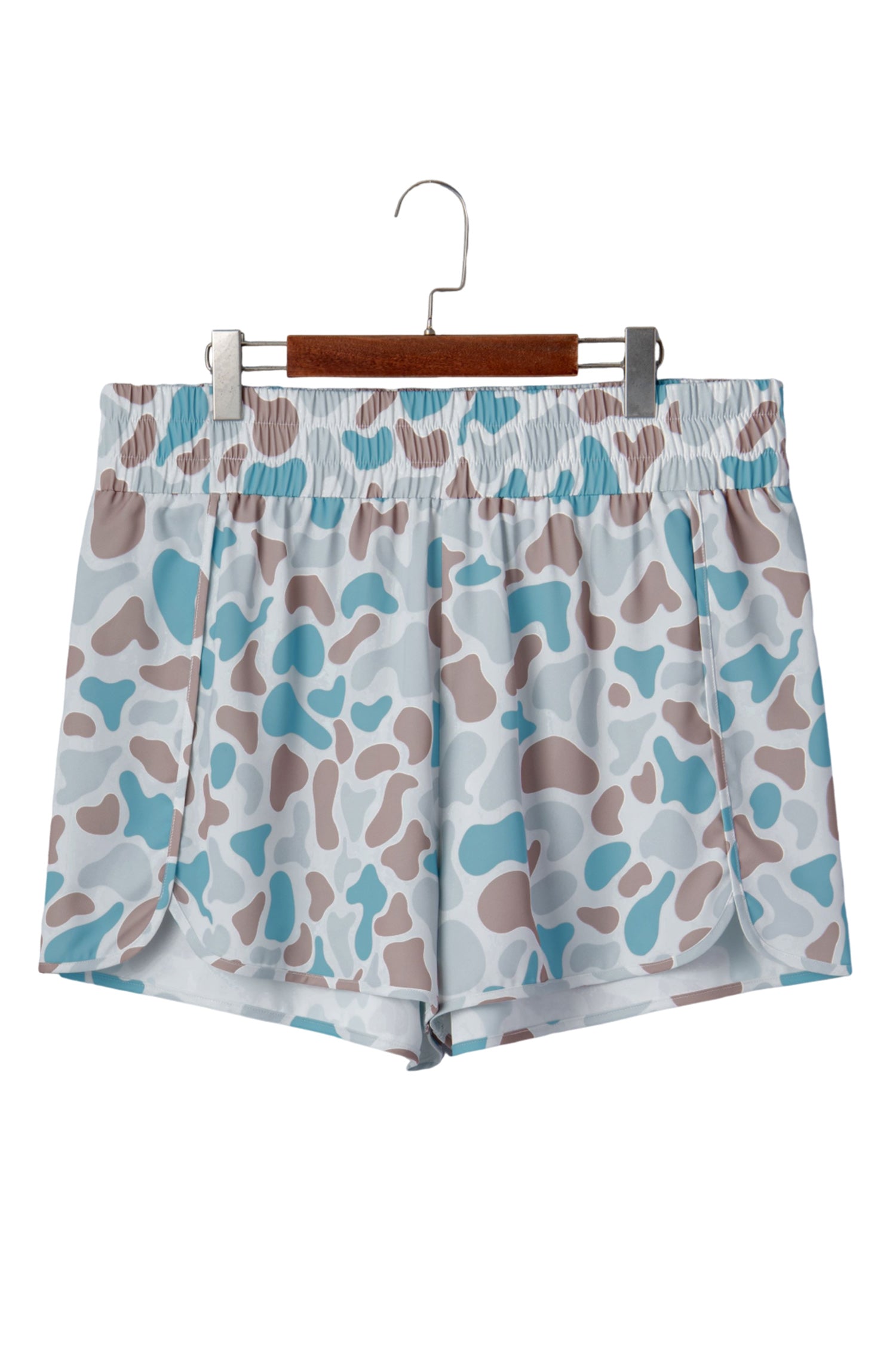 Multicolour Plus Size Camouflage Elastic Waist Athleisure Shorts