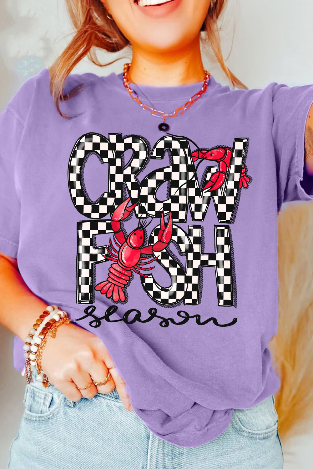 Wisteria Craw Fish Season Graphic Short Sleeve Top