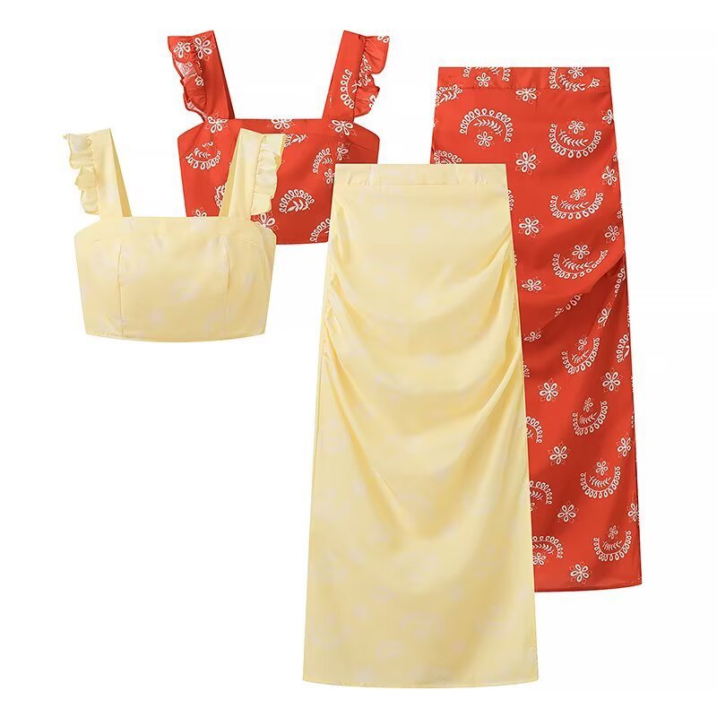 Casual Temperament Top Skirt Printing Suit