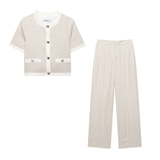 Linen Blended Short Sleeve Suit Coat