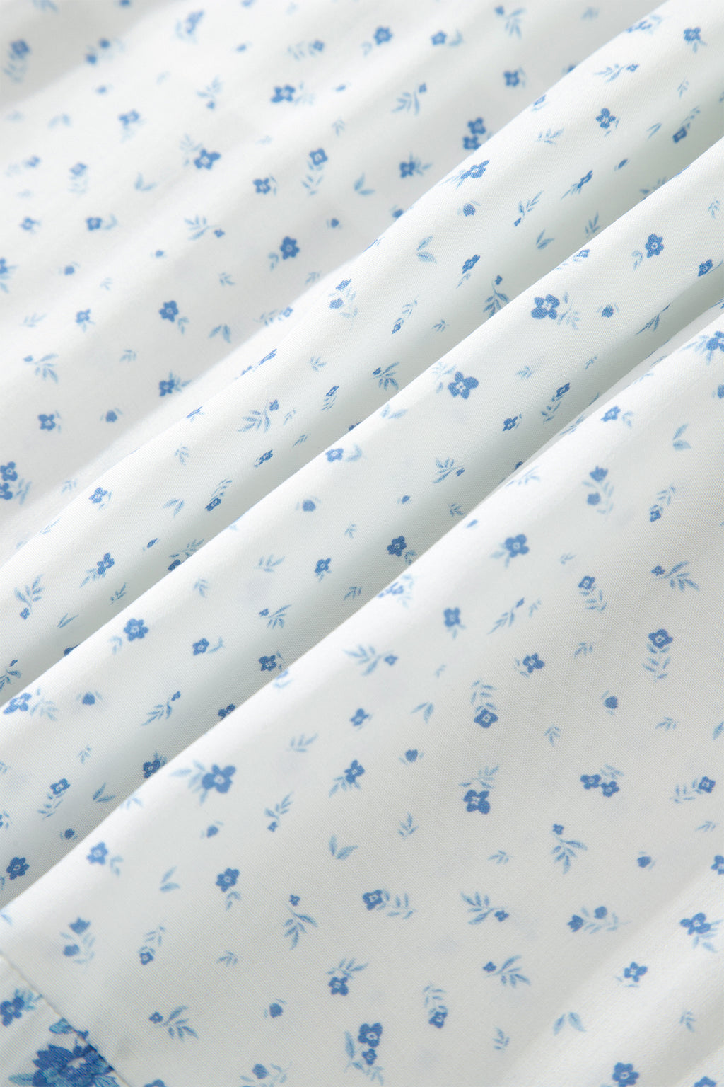 Sky Blue High Waist Tiny Floral Print Boho Maxi Skirt